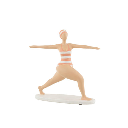 J-Line decoratie Vrouw Yoga Stretch - polyresin - oranje