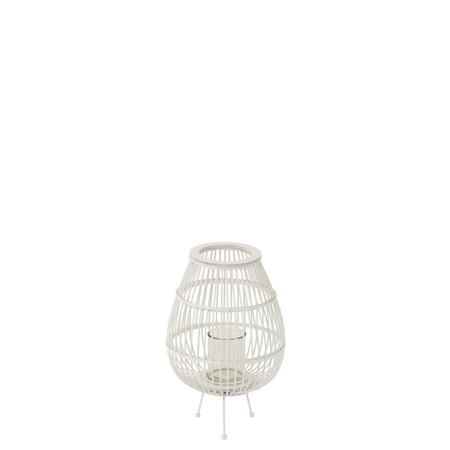 J-Line lantern Daya - wood - white - small