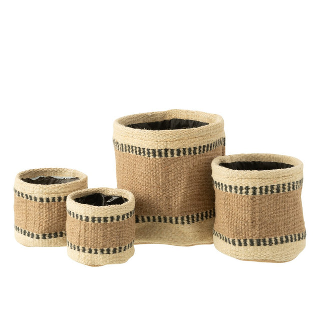 J-Line basket Round + Band - jute - natural/beige - large - 2 pieces