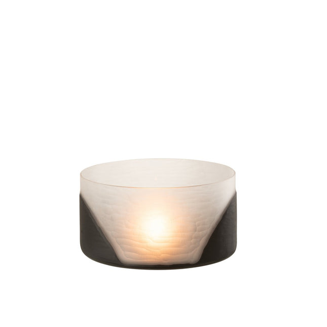 J-Line candle holder Circulo Flat - glass - black - transparent