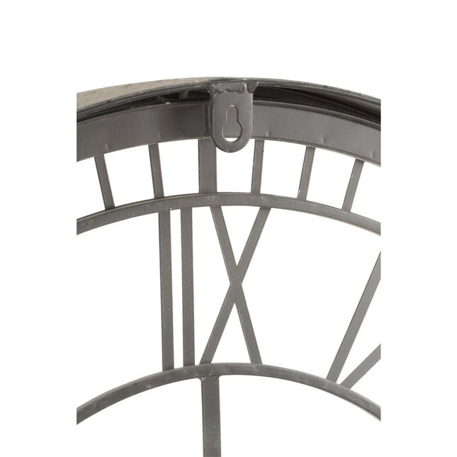 J-Line Romeinse Cijfers klok - metaal/ glas - grijs - Ø 67 cm