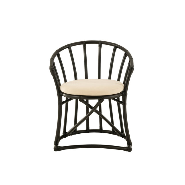 J-Line chair + cushion - jute/textile - black/white