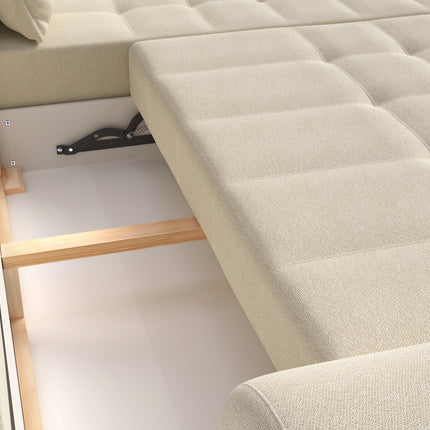 Baltico Beige Modern Corner Sofa Bed - Right