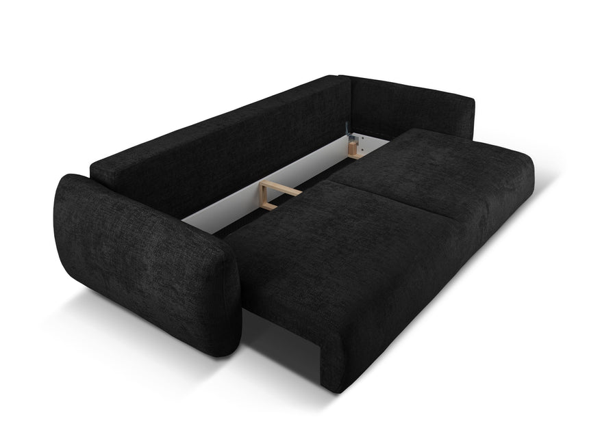 Sofa with bed function and box, Matera, 3 seats, black
