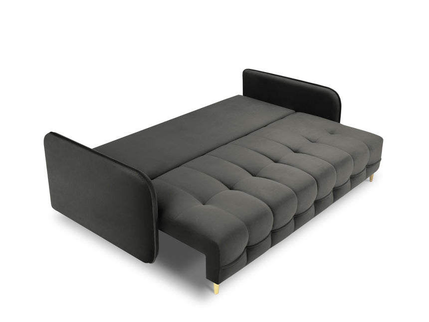 Velvet sofa with bed function, Napoli, 3-seater, dark gray