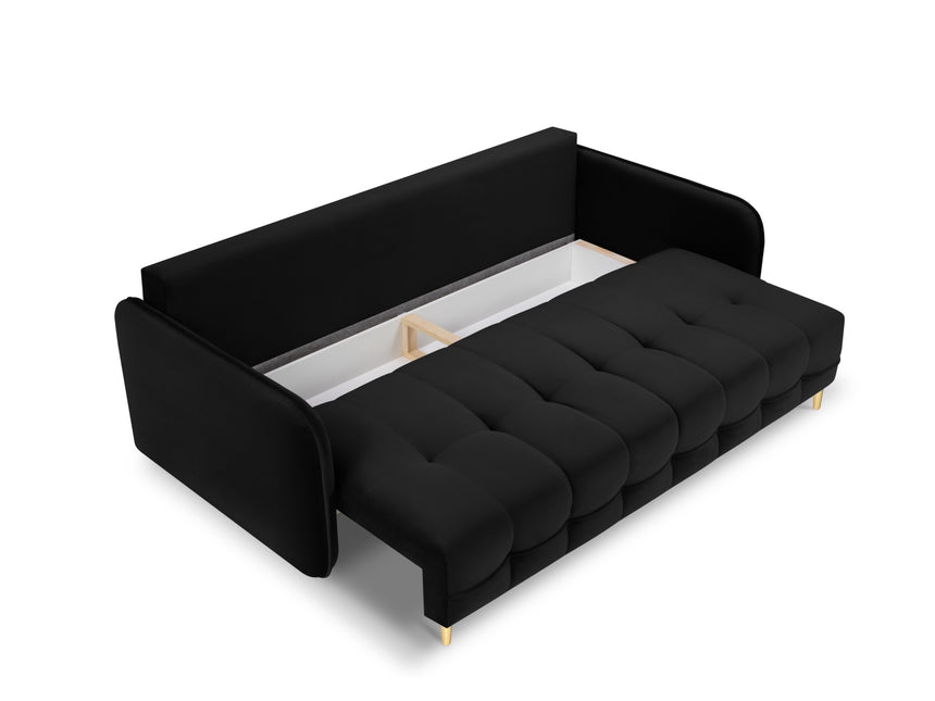 Velvet sofa with bed function, Napoli, 3-seater, black
