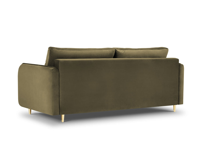 Velvet sofa with bed function, Napoli, 3-seater, green