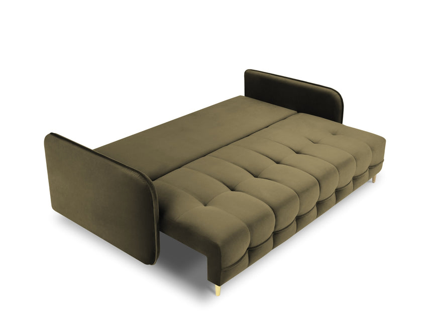 Velvet sofa with bed function, Napoli, 3-seater, green