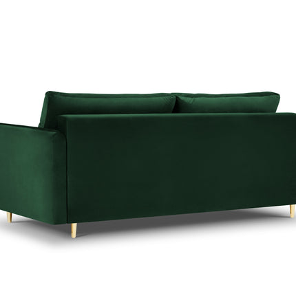 Velvet sofa with bed function, Napoli, 3-seater, bottle green
