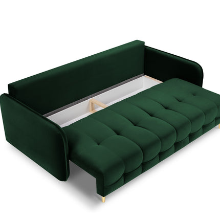 Velvet sofa with bed function, Napoli, 3-seater, bottle green
