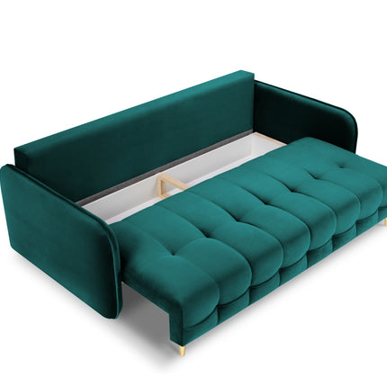 Velvet sofa with bed function, Napoli, 3-seater, turquoise