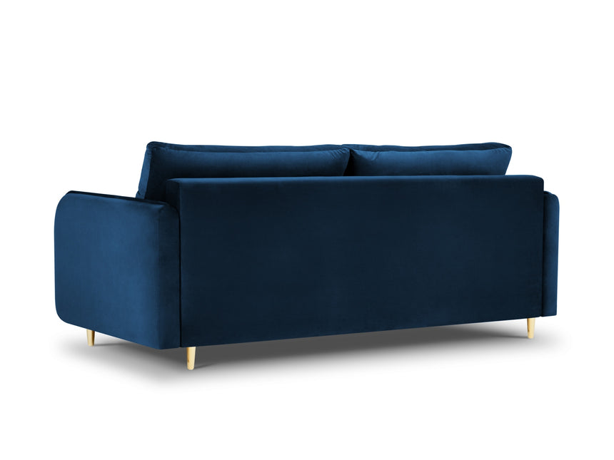 Velvet sofa with bed function, Napoli, 3-seater, royal blue