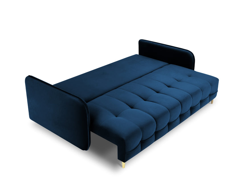 Velvet sofa with bed function, Napoli, 3-seater, royal blue