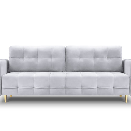 Velvet sofa with bed function, Napoli, 3-seater, silver