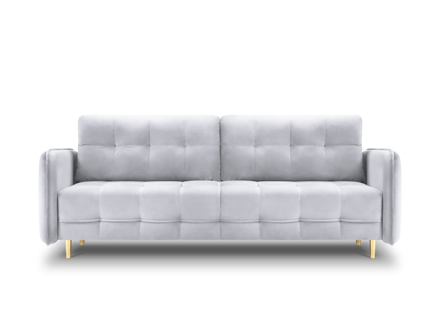 Velvet sofa with bed function, Napoli, 3-seater, silver