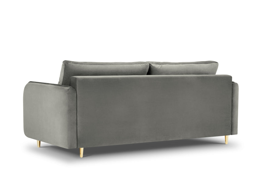 Velvet sofa with bed function, Napoli, 3-seater, light gray