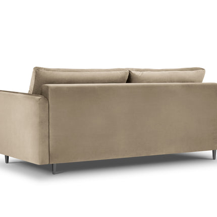 Velvet sofa with bed function, Napoli, 3 seats, Cappuccino