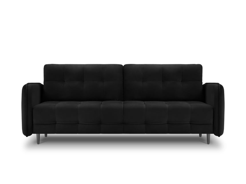 Velvet sofa with bed function, Napoli, 3-seater, black