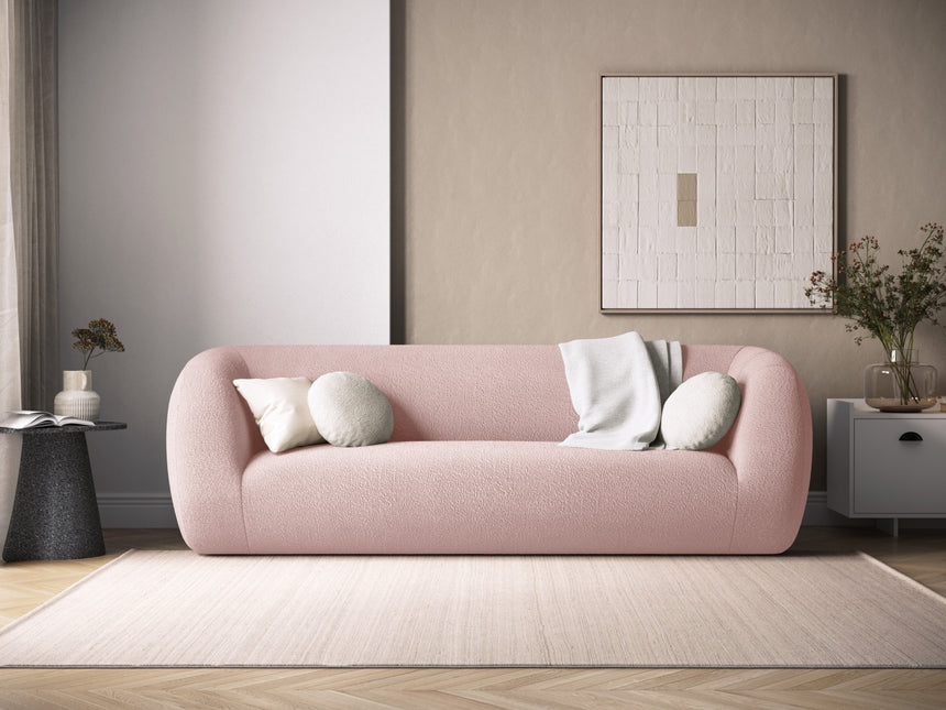 Boucle sofa, Ash, 3-seater, powder pink