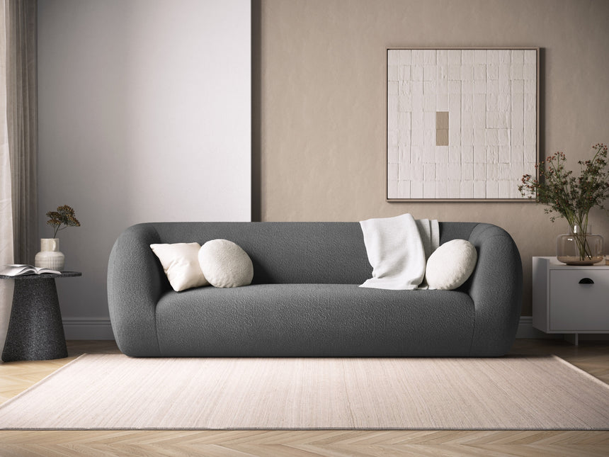 Boucle sofa, Ash, 3-seater, dark gray