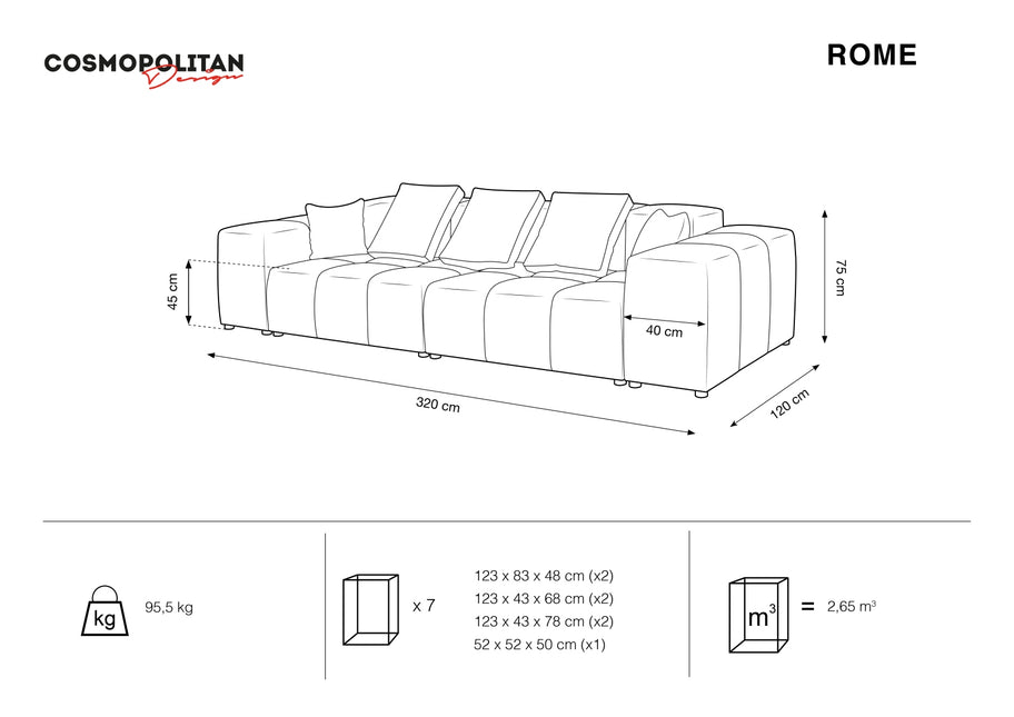 Modular sofa, Rome, 3-seater, white