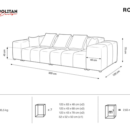 Modular sofa, Rome, 3-seater, light gray