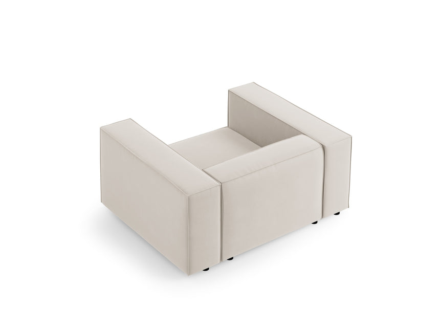 Velvet armchair, Arendal, 1-seater, light beige