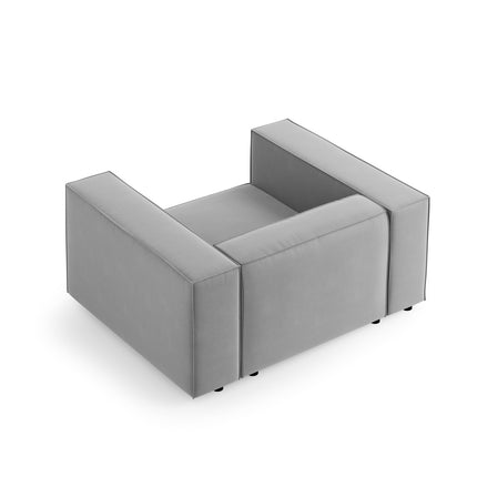 Velvet armchair, Arendal, 1-seater, light gray