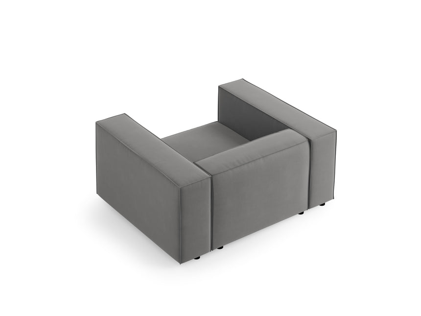 Velvet armchair, Arendal, 1-seater, Cement