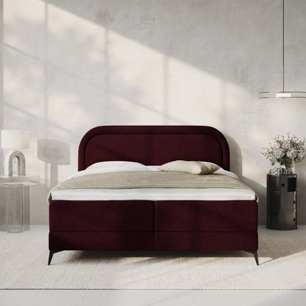 Box spring bed set: headboard + box springs/mattress + top mattress, Eclipse, burgundy