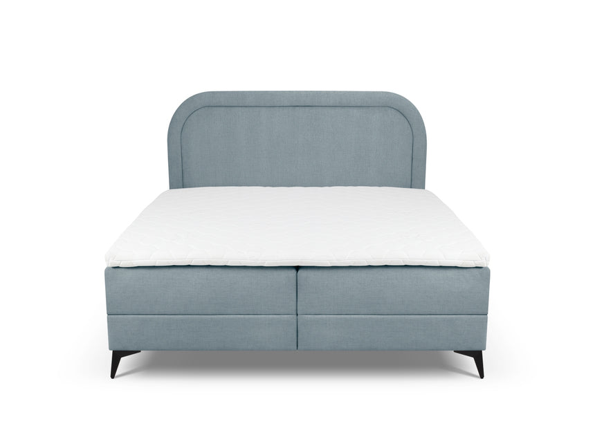 Box spring bed set: headboard + box springs/mattress + top mattress, Eclipse, light blue
