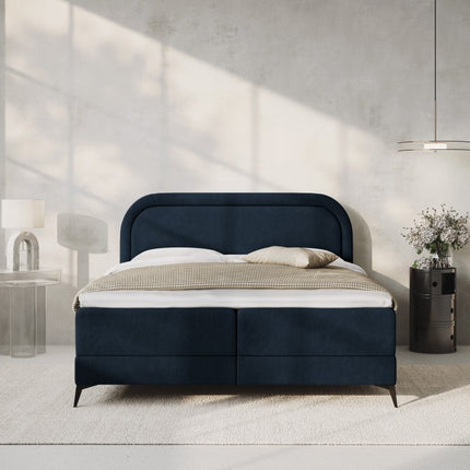Box spring bed set: headboard + box springs/mattress + top mattress, Eclipse, royal blue