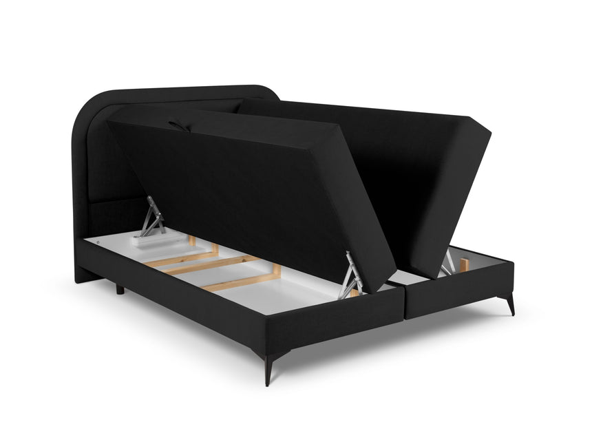 Box spring bed set: headboard + box springs/mattress + top mattress, Eclipse, black