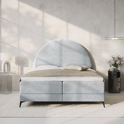 Box spring bed set: headboard + box spring/mattress + top mattress, Sunrise, light gray