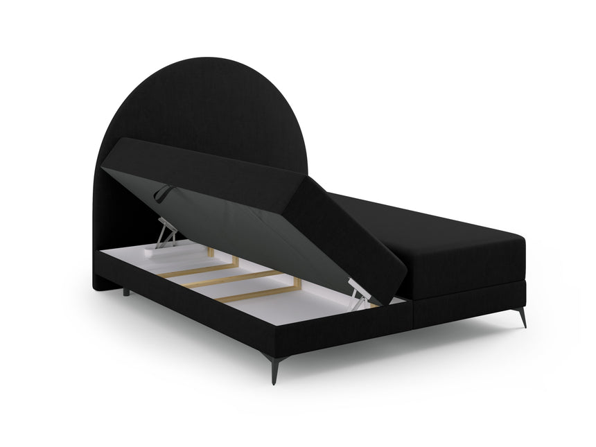 Box spring bed set: headboard + box spring/mattress + top mattress, Sunrise, black