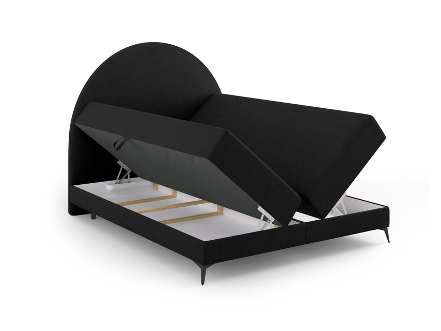 Box spring bed set: headboard + box spring/mattress + top mattress, Sunrise, black
