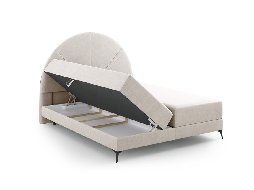 Box spring bed set: headboard + box spring/mattress + top mattress, Sunset, light beige