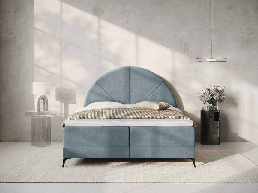 Box spring bed set: headboard + box spring/mattress + top mattress, Sunset, light blue