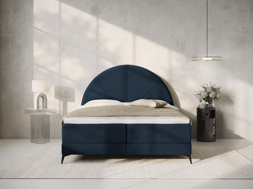 Box spring bed set: headboard + box spring/mattress + top mattress, Sunset, royal blue