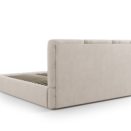 Storage bed with headboard, Nicolas, beige