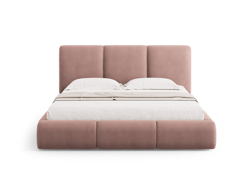 Storage bed with headboard, Nicolas, pink