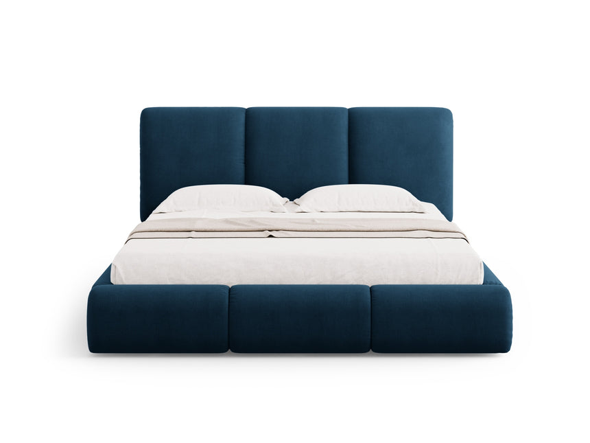 Storage bed with headboard, Nicolas, royal blue