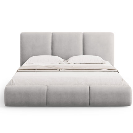 Storage bed with headboard, Nicolas, light gray