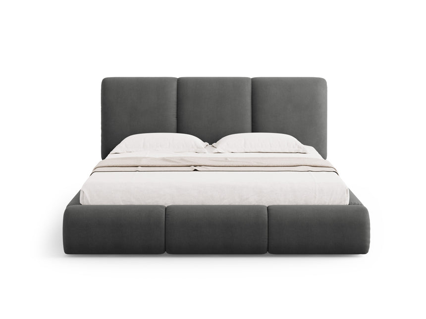 Storage bed with headboard, Nicolas, dark gray