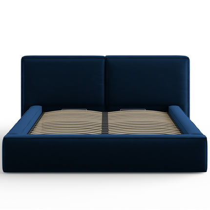 Velvet bed with storage and headboard, Arendal, .5, royal blue