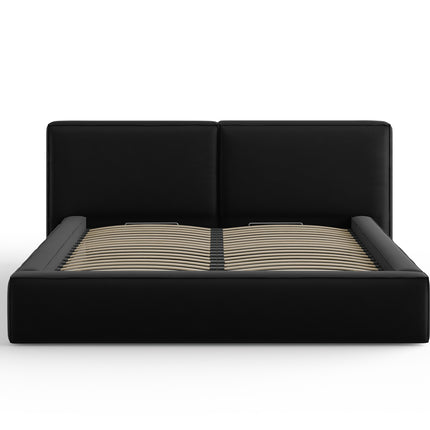 Velvet bed with storage space and headboard, Arendal, .5, black