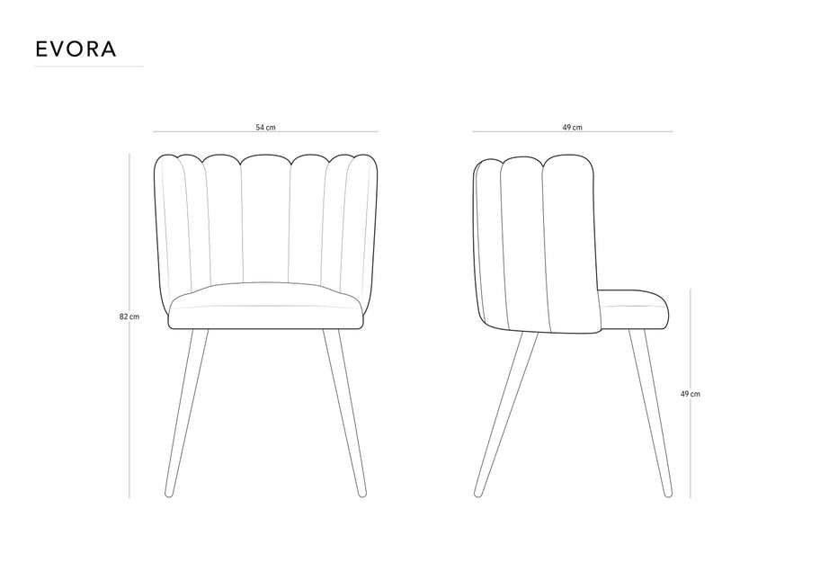 Set van 2 fluwelen stoelen, Evora, lichtbeige