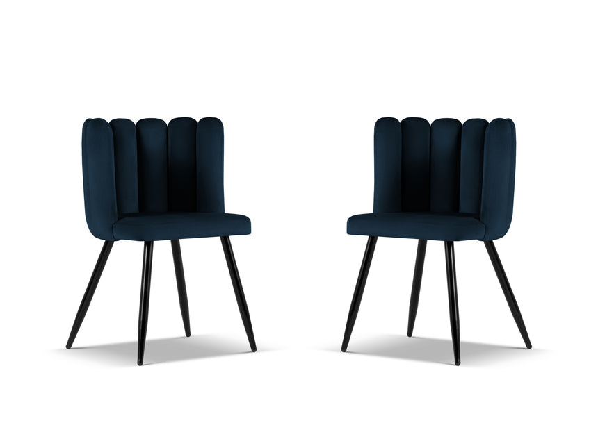 Set van 2 fluwelen stoelen, Evora, koningsblauw