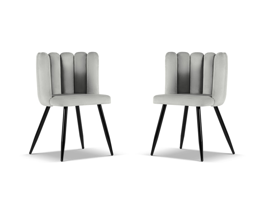 Set van 2 fluwelen stoelen, Evora, grijs