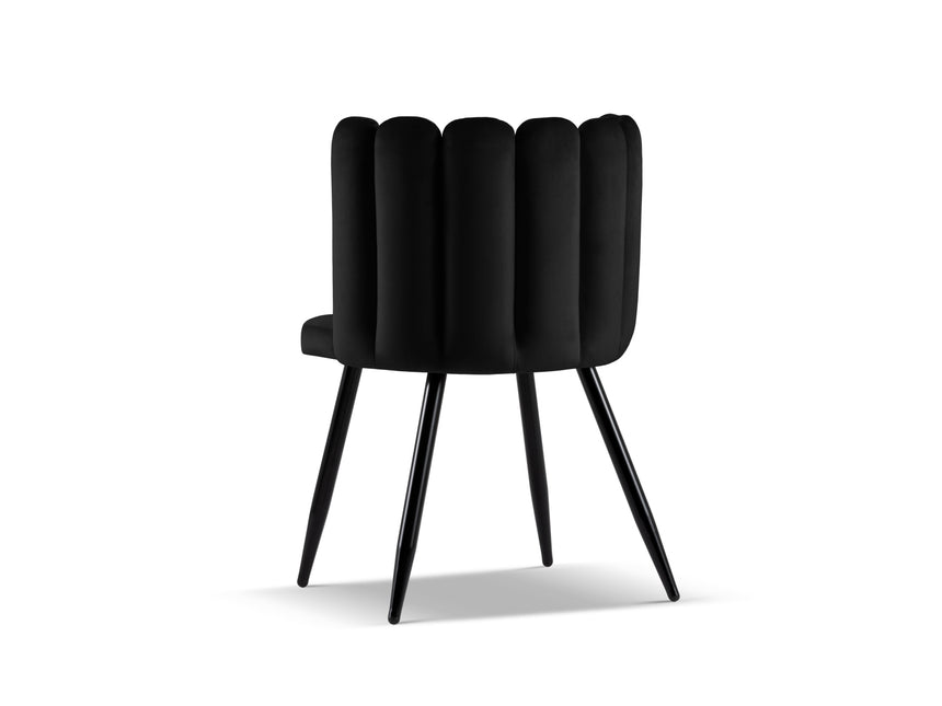 Set van 2 fluwelen stoelen, Evora, zwart